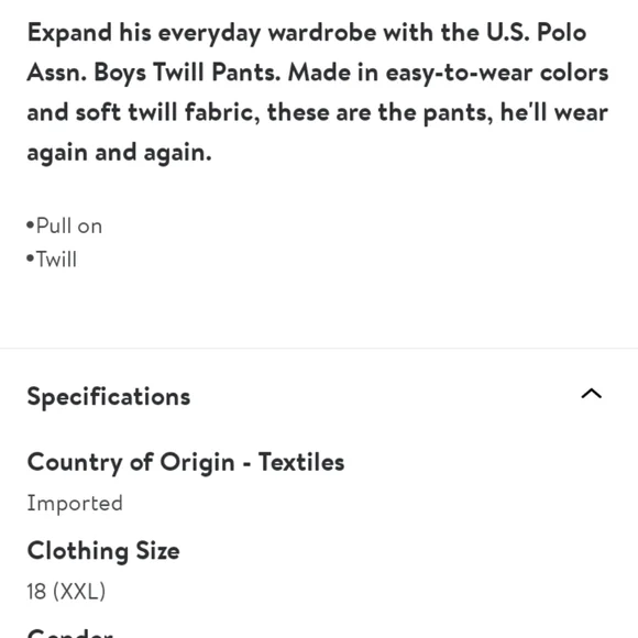 U.S. Polo Assn. Boys Twill Pants - Picture 3 of 3